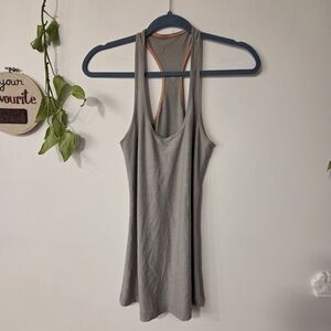 lululemon athletica Grey Racerback Tank with Orange Trim